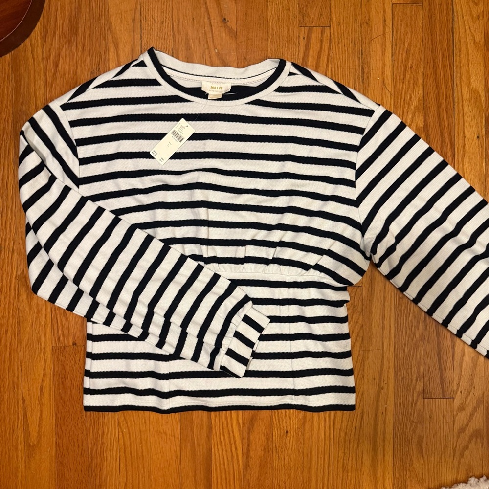 Anthropologie Maeve Black and White Striped Top